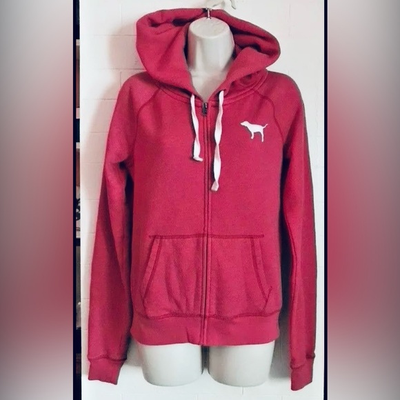 PINK Victorias Secret Love Pink 1986 Zip Up Hoodie Sweatshirt Women’s Size Med - Picture 2 of 8